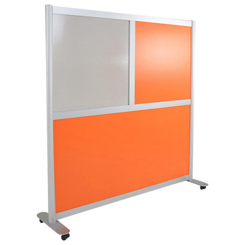Loftwall Room Screen, Modern Aluminum Frame, 4"x53" High, Orange