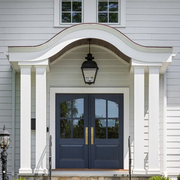 Stoneham, MA Colonial Revival Front Entry Door & Portico Remodel