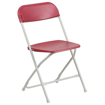10 Pack Folding Chair, Coated Metal Frame With Plastic Seat & Open Back, Red