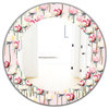 Designart Pink Blossom 13 Traditional Frameless Oval Or Round Wall Mirror, 32x32