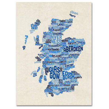 Michael Tompsett 'Scotland Typography Text Map 2' Canvas Art, 19"x14"