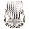 Grelton Outdoor Aluminum French Barstools (Set of 2), Black + White + Bamboo Finish