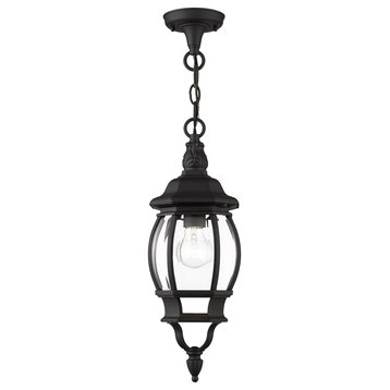 Textured Black Traditional, Colonial, French Historical, Outdoor Pendant Lantern
