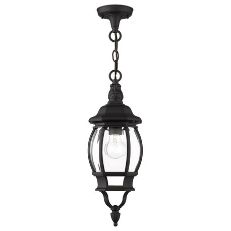 Textured Black Traditional, Colonial, French Historical, Outdoor Pendant Lantern