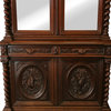 Consigned 1890 Antique Buffet Hunting Renaissance Carved Oak Mirrored Door