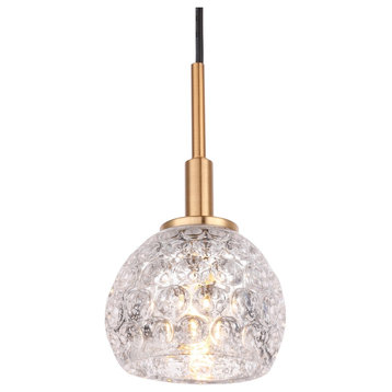Woodbridge Lighting Elise Pendants, Brass, Mini-Pendant, Mercury Crystal Ball, H