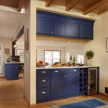Classic White Shaker Kitchen with Rich Navy Blue Cabinets