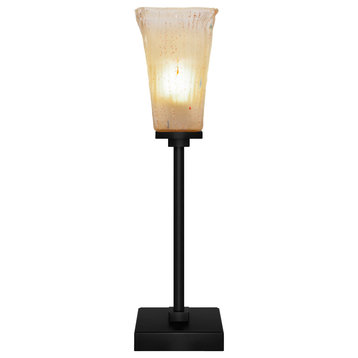 Luna 1-Light Table Lamp, Matte Black/Square Amber Crystal