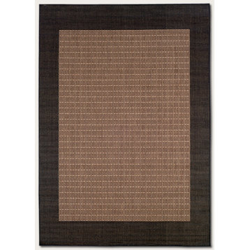 Couristan Recife Checkered Field Cocoa and Black Indoor/Outdoor Rug, 3'9"x5'5"