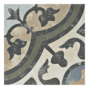 SomerTile Evoque Encaustic Floor and Wall Tile, Carthusian
