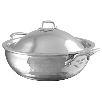 Mauviel M'Elite Saute Pan, Dome Lid & Cast Stainless Steel Handles, 3.3-qt