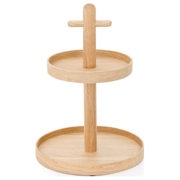 2-Tier Oak Condiment T top Stand | Wireworks Cook House