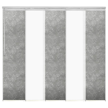 Navajo White-Poppy 5-Panel Track Extendable Vertical Blinds 58-110"x94"