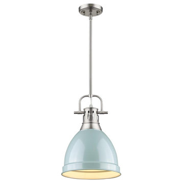 Golden Lighting 3604-S PW-SF Duncan Small Pendant With Rod, Pewter