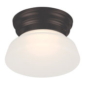 Nuvo Lighting Bogie LED Flush Fixture With Frosted Glass, Aged Bronze, 62-714
