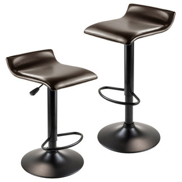 Winsome Pairs 2-Piece 23.35"H Adjustable Faux Leather Bar Stool in Espresso