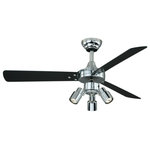 Vaxcel - Cyrus 42" LED Ceiling Fan Chrome - The Cyrus 42-inch polished chrome ceiling fan features a 153 x 10 mm motor with a 15 degree blade pitch. With a sleek modern silhouette, the Cyrus ceiling fan features 3 reversible black or silver MDF blades and elegantly simple housing. This fan is compatible with sloped ceilings and includes a 4 inch down rod (longer down rods sold separately). The optional directional spot light kit is included.