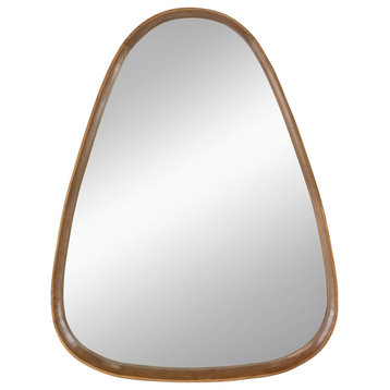 Naveen 37.5" Oblong Oval Wall Mirror, Natural Pine Wood