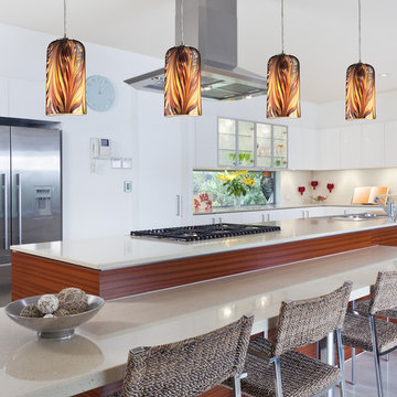 Molten Collection 1-Light 5" Satin Nickel Mini Pendant with Molten Sunset Glass