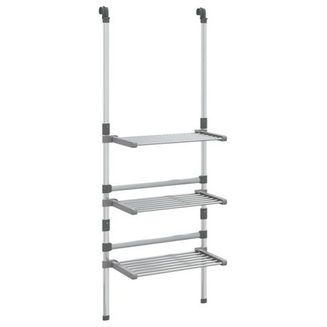 vidaXL Drying Rack Wall Mounted 3-Tier Hanging Clothes Drying Rack Aluminum