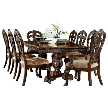 9-Piece Debroux English Estate Dining Set Table, 2 Arm, 6 Side Chair, Cherry