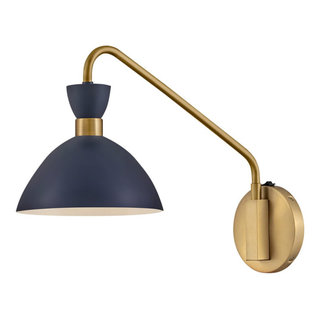 Simon Wall Sconce in Matte Navy with Heritage Brass accents, 8.000 ...