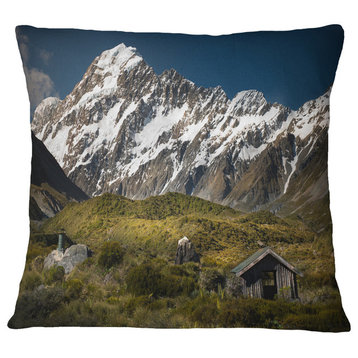 Foggy Mountains And Valley Landscape Photography Throw Pillow, 16"x16"