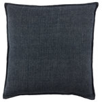 Jaipur Living - Jaipur Living Blanche Solid Dark Blue Down Pillow 20" - The Burbank collection infuses homes with understated elegance, perfect for rustic and coastal spaces alike. The Blanche pillow is crafted of 100% linen and features soft, inviting flange for added texture and charm. In a deep blue hue, this versatile cushion adds a rich tone and relaxed style to any room.