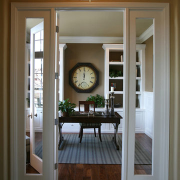 Six Light Brushed Brass Drum Shade Pendant