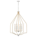 Elk Home - Breezeway 28'' Wide 6-Light Pendant White Coral - The Breezeway collection is defined by thin lines with soft curves, giving this collection a coastal casual look. Natural rattan-wrapped arms lightly contrast the white coral finish. 6 light 60 watt Candelabra - E12 base B10 bulb Not Included . Includes 48 inches of chain.