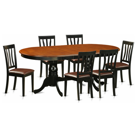 Plan7-Bch-Lc, 7-Piece Dining Room Set, Table With 6 Wood Dining Chairs