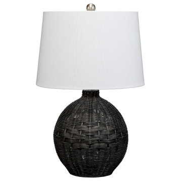 Cape Rattan Table Lamp, Black