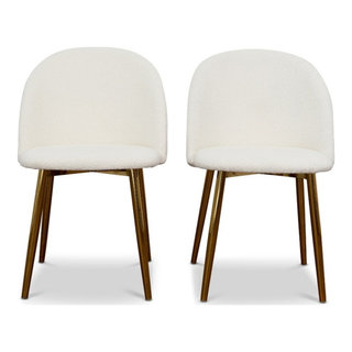 Waterbury Mid Century Boucle Fabric Dining Chairs in Cream Set of 2 Midcentury Dining Chairs by Homesquare Houzz