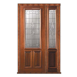 Prehung Sidelight Door 96 Wood Mahogany Versailles 2/3 Lite Glass - Front Doors