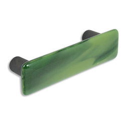 CKP - Art Glass Pull, Olive Green Swirl, Oil-Rubbed Bronze Base - Cabinet And Drawer Handle Pulls