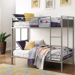 HOMELEGANCE B2033-1 DEX GREY METAL KIDS TWIN TWIN BUNK BEDS ULTRA-COOL - Bunk Beds