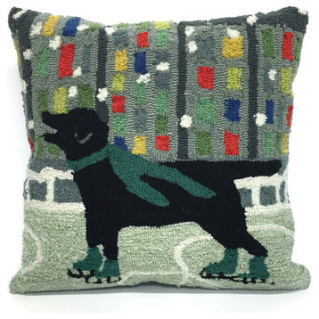 Frontporch Holiday Ice Dog Pillow, 18" Square, Green