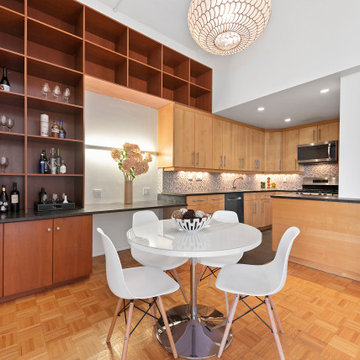 Spacious dining area with ample storage opportunities