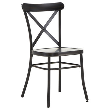 Haley Metal Dining Chairs, Set of 2, Antique Black