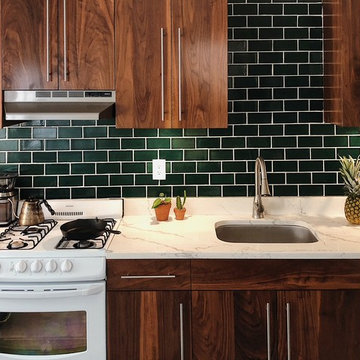 Dark Green Tile Backsplash