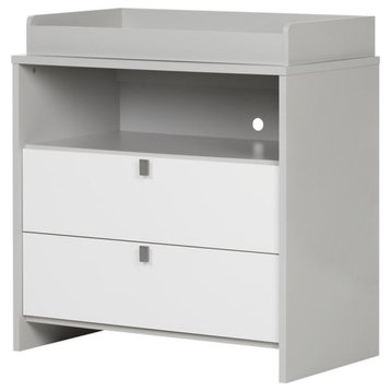 South Shore Cookie 2 Drawer Changing Table in Soft Gray and Pure White