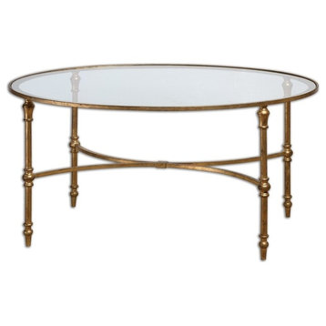 "Aden" Oval Gold Iron Coffee Table