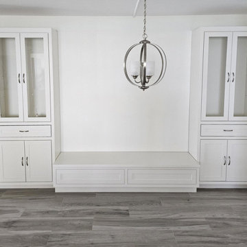 Custom Built-In Shaker Storage Cabinets with Banquette Seating