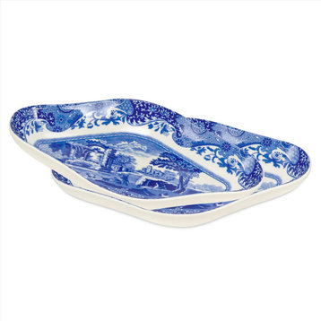 Spode Blue Italian Set of 2 Pickle Dishes