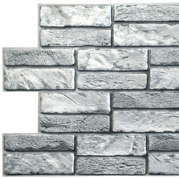 Grey Old Brick 3D Wall Panels, Set of 5, Covers 25.6 Sq Ft