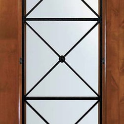 Slab Front Single Door 80 Wood Alder republic Full Lite Wrought Iron - Front Doors
