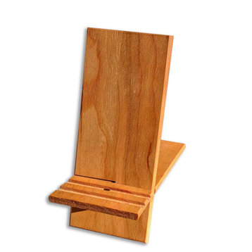 6.5"x2.75"x4" Cell Phone and Tablet Hardwood Charging Stand, Warm Cherry