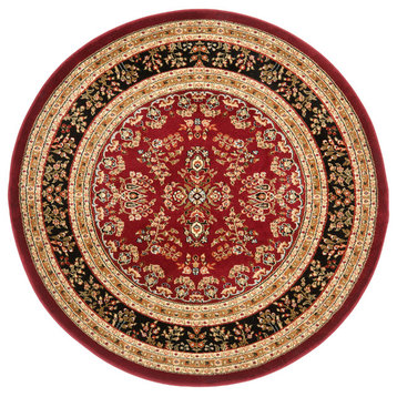 Safavieh Lyndhurst Collection LNH331 Rug, Red/Black, 5'3" Round