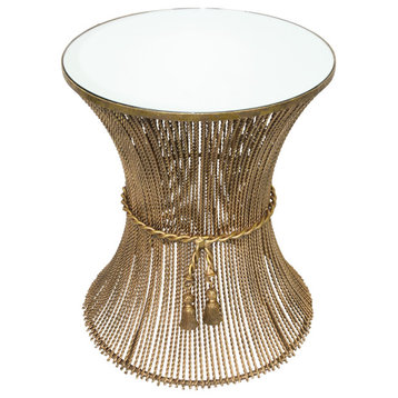 Tassel Side Table with Mirror Top