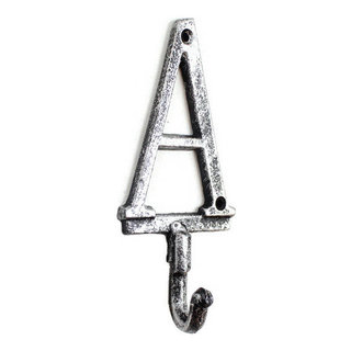 Rustic Silver Cast Iron Letter A Alphabet Wall Hook 6'' - Industrial - Wall  Hooks - by Handcrafted Nautical Decor